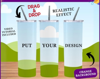 Spinning Tumbler Mockup, Canva Template, Skinny Sublimation (Digital Download)