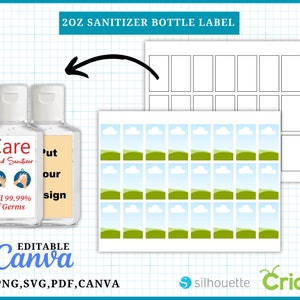 Hand Sanitize Label Template, Mini Hand Sanitizer Label Template, Hand Sanitize label SVG, Canva, 8.5x11 Sheet, Printable, Editable Labels image 2