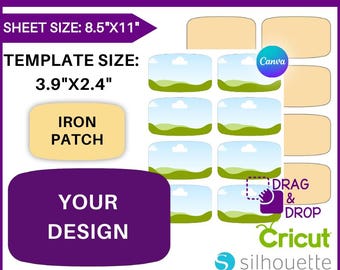 Plantilla de parche para planchar, plantilla de parche caliente, plantilla de sublimación de parche para planchar, SVG, DXF, documento de Ms Word, Canva, PNG, PSD, hoja de 8.5x11, imprimible