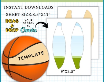 Basket Ball paneel sjabloon, voetbal paneel sjabloon, aangepaste paneel sjabloon, Canva EditableTemplate, BallWrap sjabloon, lege basketbal sjabloon