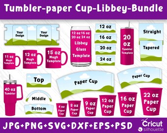 Mug Wrap Template Bundle, Libbey Glass, Tumbler (Digital Download)