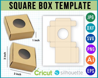 Editable Square Box Template, Gift Box Template,Box Cut Files, Rectangular Box Svg, Packing Box Svg, Soap Box Svg, Earring Box Template