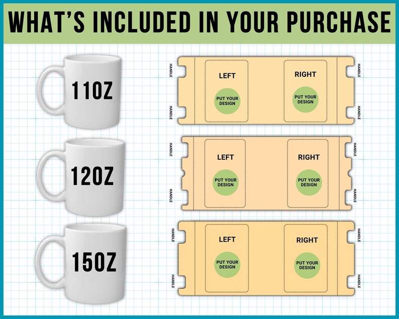 Mug Template, Mug Full Wrap template, Photo Collage Mug labels, Sublimation Template, sublimation mug template, 11Oz, 12Oz 15Oz Mug template image 2