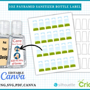 Hand Sanitize Label Template, Mini Hand Sanitizer Label Template, Hand Sanitize label SVG, Canva, 8.5x11 Sheet, Printable, Editable Labels image 6