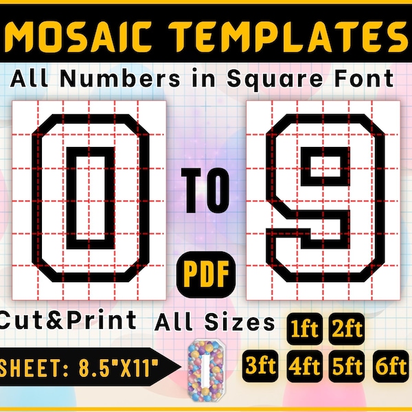 Mosaic Numbers Template - Etsy