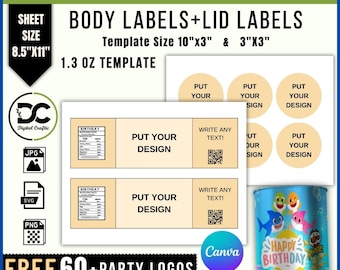 Editable Pringles Label Template, Party Favor, Canva (Digital Download)