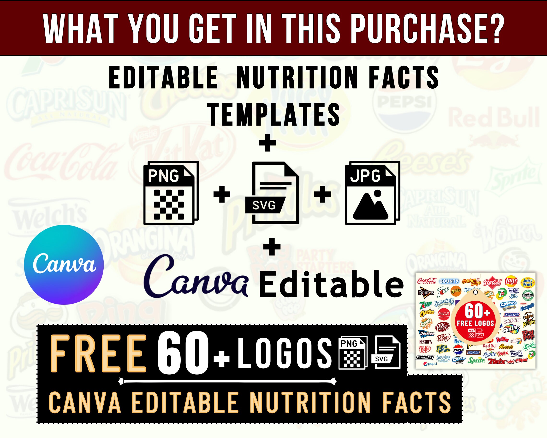 Editable Nutrition Facts Template Canva Party Favor Nutrition Facts Etsy