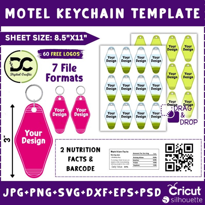 Motel Keychain Template Etsy
