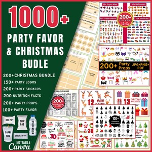 1000 Party Favor Templates Bundle, Party Templates , Chip bag Template , Party Favors , Capri Sun , Ring Pop, Svg, Eps, Dxf, Canva Editable image 7