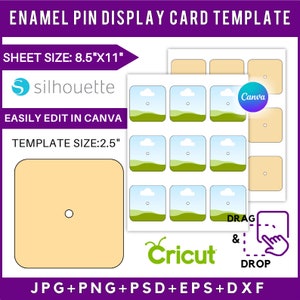 Plantilla de tarjeta de visualización de pin de esmalte, tarjeta de pin de esmalte svg, plantilla de tarjeta de visualización de llavero, etiqueta de llavero, etiqueta de visualización de pin de esmalte, tarjeta de esmalte DIY