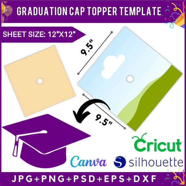 Graduation Cap Topper Templates, Graduation Stole Template, Blank Graduation Cap Template, Graduation Hat Template, Svg, Canva drag and drop