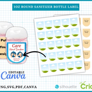Hand Sanitize Label Template, Mini Hand Sanitizer Label Template, Hand Sanitize label SVG, Canva, 8.5x11 Sheet, Printable, Editable Labels image 5
