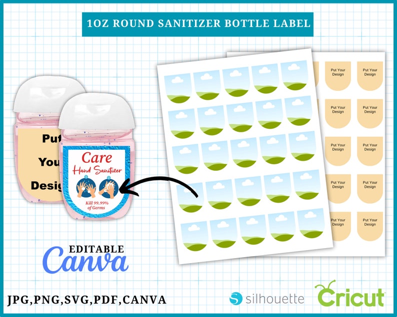 Hand Sanitize Label Template, Mini Hand Sanitizer Label Template, Hand Sanitize label SVG, Canva, 8.5x11 Sheet, Printable, Editable Labels image 5