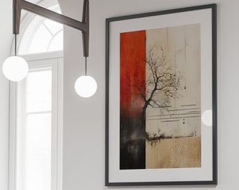 Japandi Tree Art Print: Minimalist Wabi Sabi Wall Decor (Digital Download)