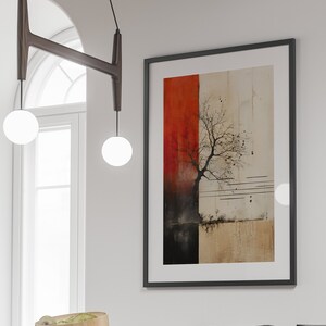 Japandi Tree Art Print: Minimalist Wabi Sabi Wall Decor (Digital Download)