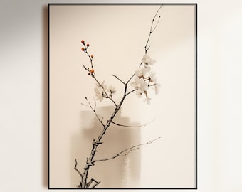 Wabi Sabi Floral Art Print: Minimalist Japandi Wall Decor (Digital Download)