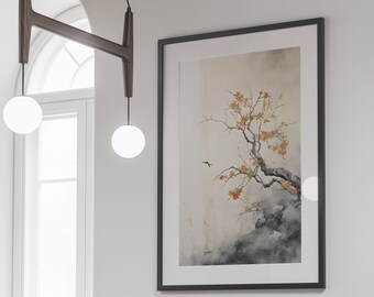 Japandi Tree Branch Wall Art Print | Minimalist Neutral Decor (Digital Download)