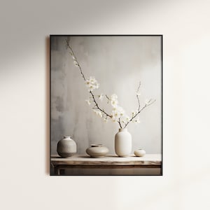 Japandi Floral Wall Art: Minimalist Wabi Sabi Decor (Digital Download)