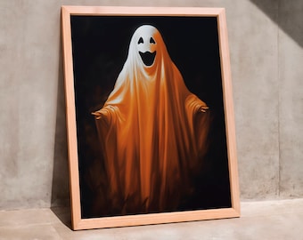 Vintage Halloween Ghost Art Print: Spooky Season Decor (Digital Download)