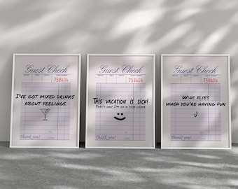 Guest Check Art Print Set: Trendy Retro Wall Art (Digital Download)