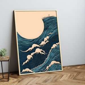 Japanese Art Print | Vintage Japanese Wall Art | Asian Aesthetic Print | Japanese Waves | Hokusai Poster | Digital Art Print | Hokusai Print