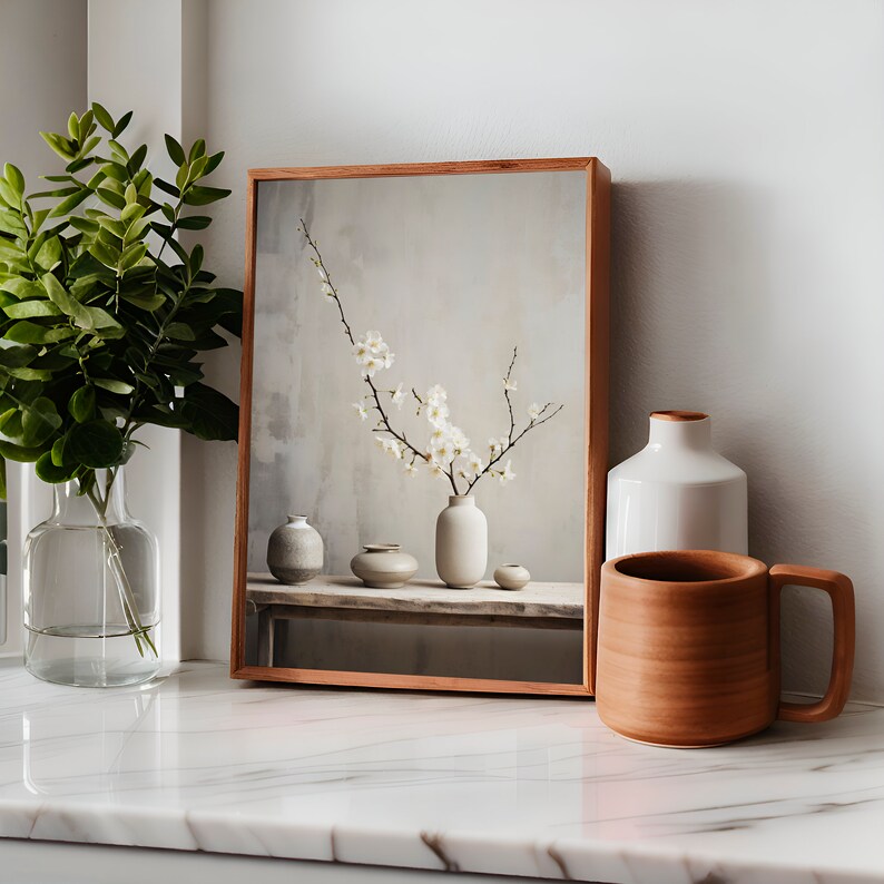 Wabi Sabi Japandi wall art in a wall frame