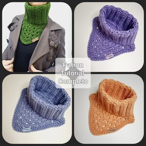 Pattern Complete Tutorial Crochet Collar Scarf imagen 1