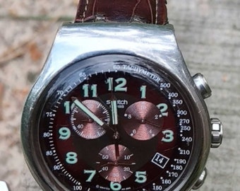 Vintage Swatch Irony Windfall Chronograph Brushed Steel