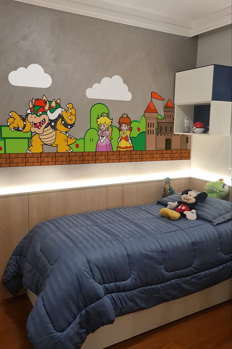 Super mario wall decal Luigi wallpaper King Koopa wall stickers 3 combo set image 8