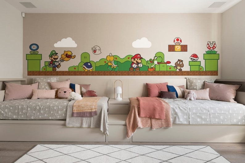 Super mario wall decal Luigi wallpaper King Koopa wall stickers 3 combo set image 2