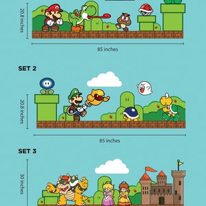 Super mario wall decal Luigi wallpaper King Koopa wall stickers 3 combo set image 10