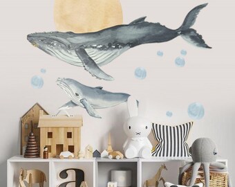 Blue Whale Wall Decal – Under Water Removable Wall Art