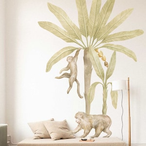 Moroccan wall decal palms tree wall art Morocco wall sticker , tropical wallpaper Monkey wall mural for know ds room living room wall decor