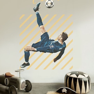 Cristiano Ronaldo Wandaufkleber Fahrrad Kick Wandbild Sport Star Wandaufkleber Für Fußball Raumdekor