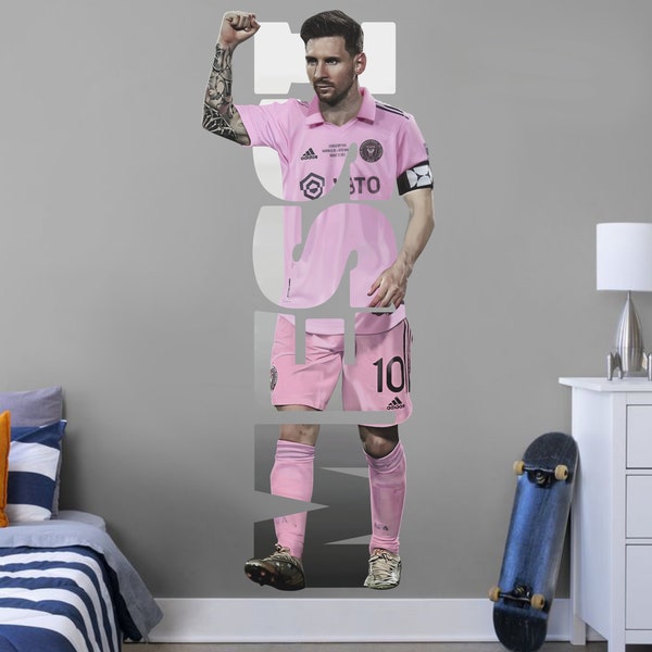 Lionel Messi Wall Decal Sport Star Wall Sticker Sports Wall Art Rest Room Decor