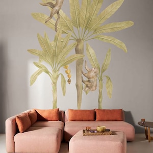 Adesivo da parete marocchino palme albero arte da parete adesivo da parete in stile marocchino piano tropicale carta da parati murale camera da letto adesivo sala studio decorazioni per la casa