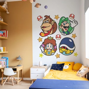 Super Mario Wall Decal Luigi Wall Sticker Donkey Kong Decal Star wall Art for Children Room Decor