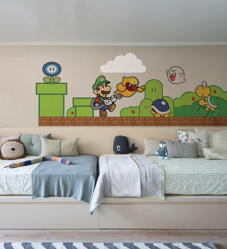 Super mario wall decal Luigi wallpaper King Koopa wall stickers 3 combo set image 5