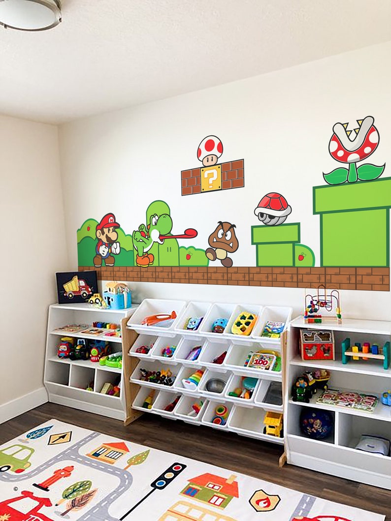Super Wario Wall Decal Nintendo Wall Mural for Children Room Etsy
