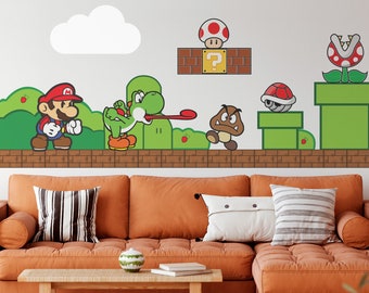 Super Mario Wandtattoo Nintendo Wandbild für Kinderzimmer Kinderzimmer Dekoration (3er Set)