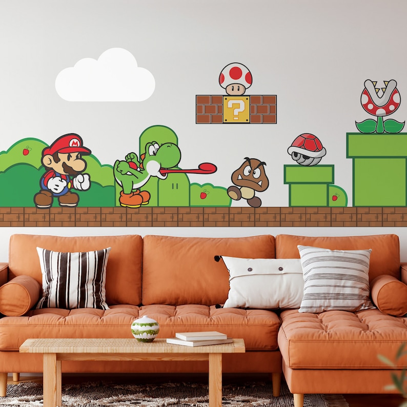 Super mario wall decal Luigi wallpaper King Koopa wall stickers 3 combo set image 3