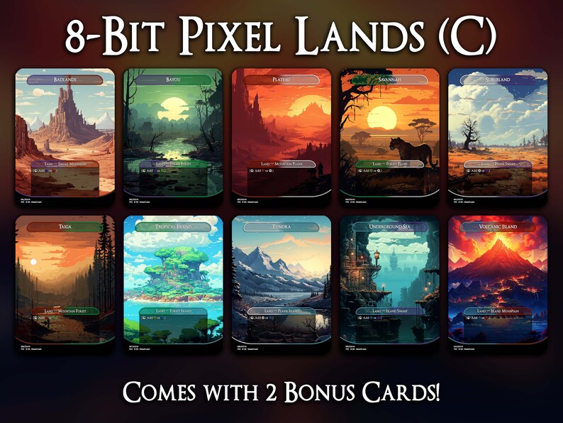 Pixel Lands Set C Premium Proxies for MTG Players and Etsy
