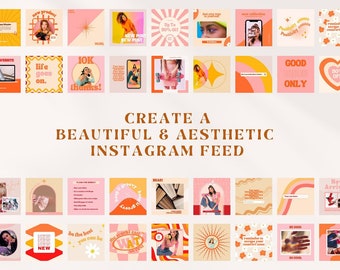 Retro Social Media Templates Canva -  Social Media Templates - Instagram Templates for Business - Instagram Canva Templates - Instagram Post