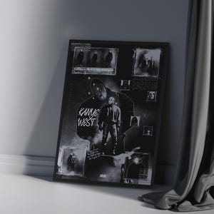 Kanye West-poster, Rapperposters, albumhoes afdrukken muurkunst, kunst aan de muur, rapprint, muziekposters, collageprints, maximalistposter, poster