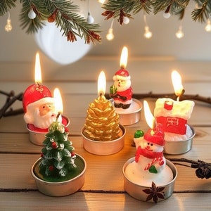 3-piece Christmas Candle Set - Santa Candle, Snowman Candle, Pine Cone Candle, Christmas Tree Candle, Santa Head Candle, Home Candle