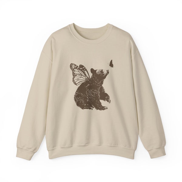 Bear With Butterfly Wings Vintage Sweatshirt, Retro 90s Bear Shirt, Butterly Retro Sweatshirt, Funny Unisex Bear Graphic, Cute Y2k Gift