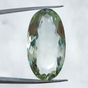 AsraGems Natural Green Amethyst Loose Gemstone Long Oval Shape Green Amethyst Weight 12.00 Cts, Size 21x12x8 MM, Gemstone For Jewelry Making
