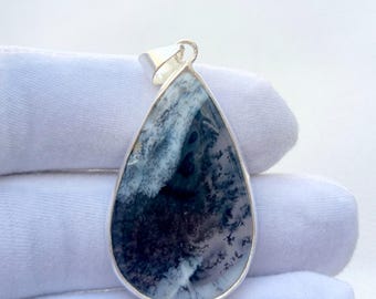 Dendrite Opal 925 Sterling Silver Pendant: Boho Chakra Necklace Christmas Gifts , Birthday Gifts , Gift for Her