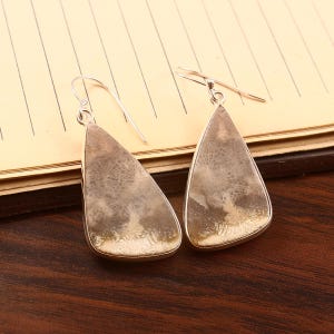 Natürliche Fossilien Korallen Ohrringe in Sterling Silber - Einzigartige versteinerte Korallen Edelstein Schmuck, Boho Chic Statement Ohrringe