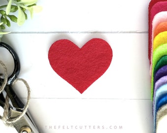 Felt Heart Cut Outs | Pre-Cut + Ready-To-Use Felt Shapes | Choose Your Size + Color